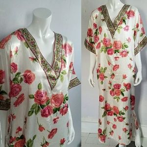 Silky Floral Caftan, one size, by Metropolitan